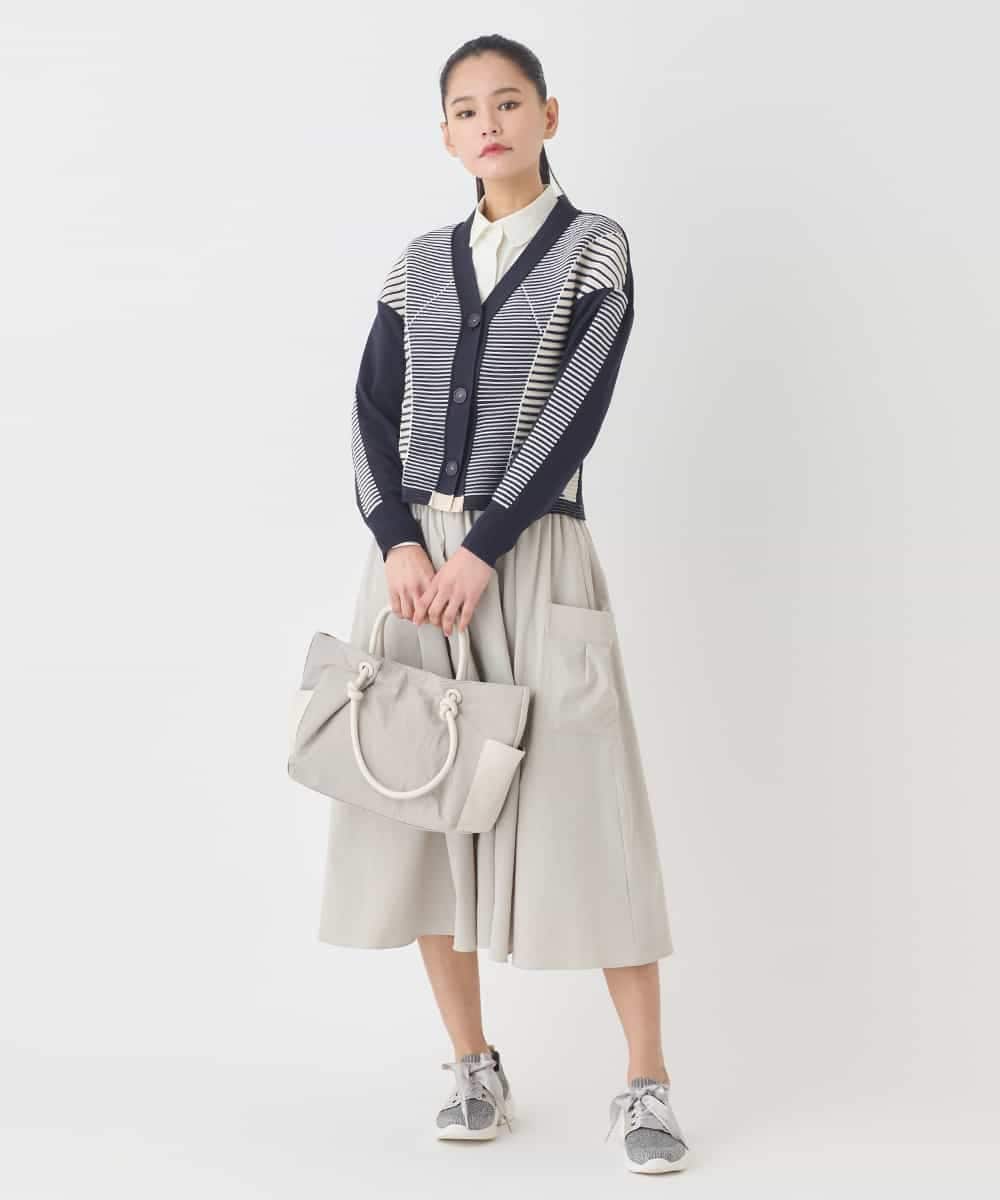 RLFDD01360 HIROKO BIS GRANDE(ヒロコ ビス グランデ) 【大きいサイズ】ボーダーミックスニットカーディガン ベージュ