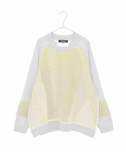 RLFDD02320 HIROKO BIS GRANDE 【大きいサイズ】ボーダーミックスニットプルオーバー