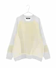 RLFDD02320 HIROKO BIS GRANDE(ヒロコ ビス グランデ) 【大きいサイズ】ボーダーミックスニットプルオーバー イエロー