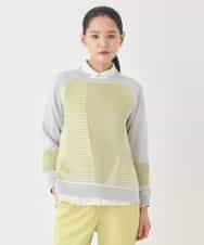 RLFDD02320 HIROKO BIS GRANDE(ヒロコ ビス グランデ) 【大きいサイズ】ボーダーミックスニットプルオーバー イエロー