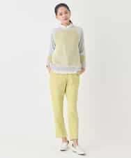 RLFDD02320 HIROKO BIS GRANDE(ヒロコ ビス グランデ) 【大きいサイズ】ボーダーミックスニットプルオーバー イエロー