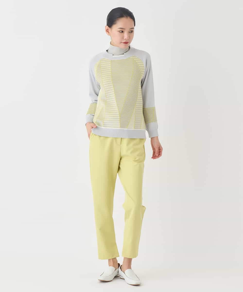 RLFDD02320 HIROKO BIS GRANDE(ヒロコ ビス グランデ) 【大きいサイズ】ボーダーミックスニットプルオーバー イエロー