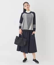 RLFDD02320 HIROKO BIS GRANDE(ヒロコ ビス グランデ) 【大きいサイズ】ボーダーミックスニットプルオーバー イエロー