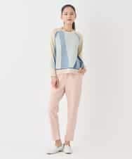 RLFDD02320 HIROKO BIS GRANDE(ヒロコ ビス グランデ) 【大きいサイズ】ボーダーミックスニットプルオーバー イエロー