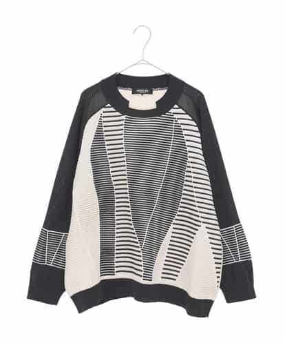 RLFDD02320 HIROKO BIS GRANDE 【大きいサイズ】ボーダーミックスニットプルオーバー