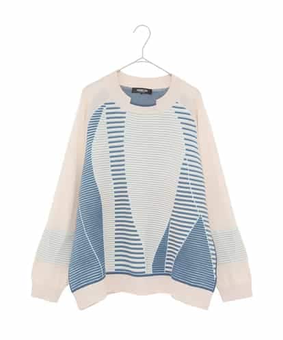 RLFDD02320 HIROKO BIS GRANDE 【大きいサイズ】ボーダーミックスニットプルオーバー