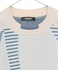 RLFDD02320 HIROKO BIS GRANDE(ヒロコ ビス グランデ) 【大きいサイズ】ボーダーミックスニットプルオーバー ベージュ