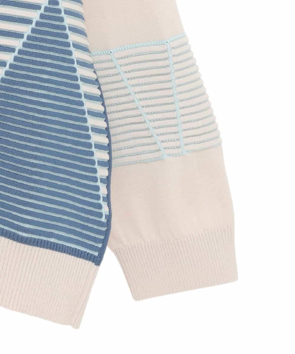 RLFDD02320 HIROKO BIS GRANDE(ヒロコ ビス グランデ) 【大きいサイズ】ボーダーミックスニットプルオーバー ベージュ