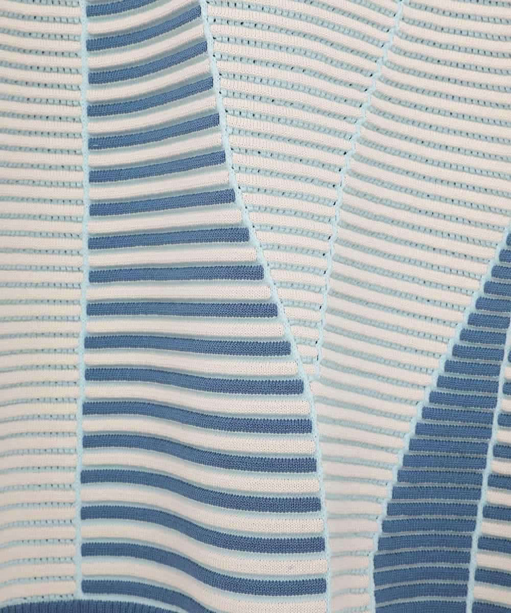 RLFDD02320 HIROKO BIS GRANDE(ヒロコ ビス グランデ) 【大きいサイズ】ボーダーミックスニットプルオーバー ベージュ