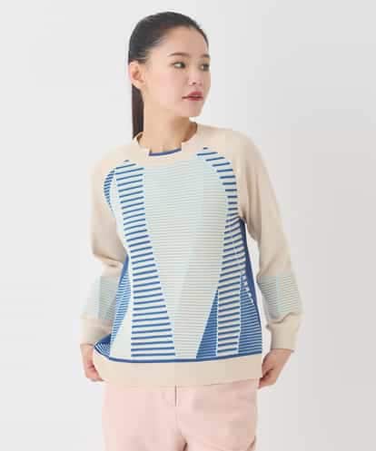 RLFDD02320 HIROKO BIS GRANDE 【大きいサイズ】ボーダーミックスニットプルオーバー