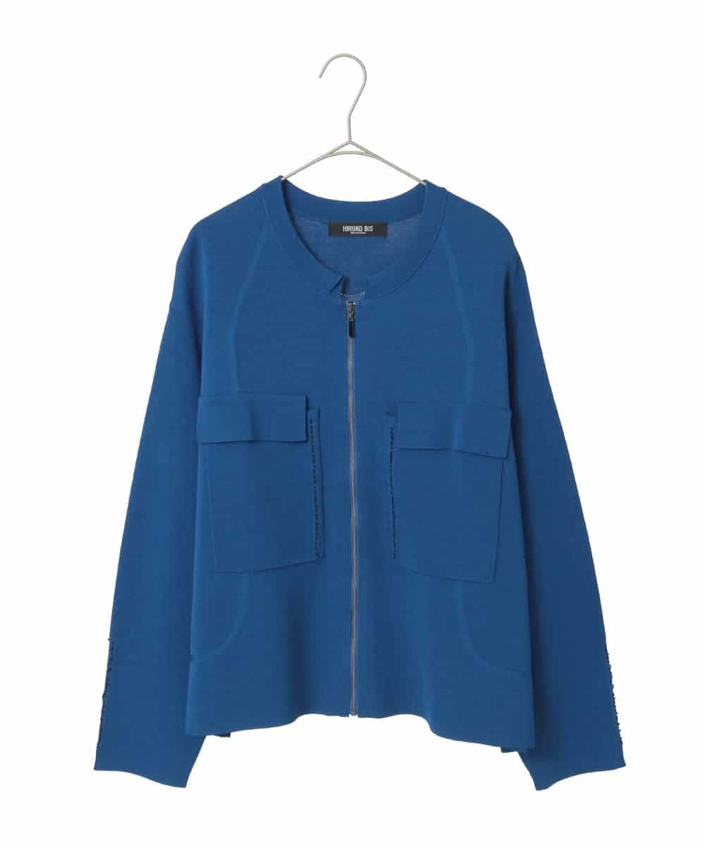 RLFED20360 HIROKO BIS GRANDE(ヒロコ ビス グランデ) ステッチアクセントミラノリブカーディガン ブルー