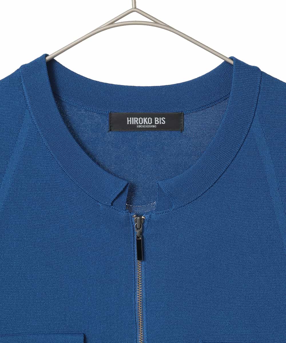 RLFED20360 HIROKO BIS GRANDE(ヒロコ ビス グランデ) ステッチアクセントミラノリブカーディガン ブルー