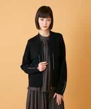 RLFED20360 HIROKO BIS GRANDE(ヒロコ ビス グランデ) 【大きいサイズ】ステッチアクセントミラノリブカーディガン ブルー