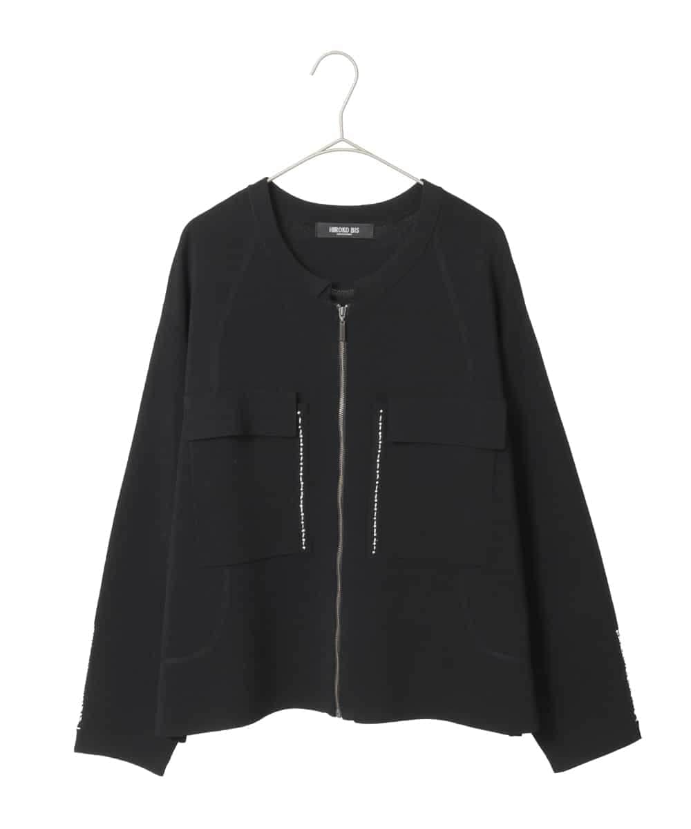 RLFED20360 HIROKO BIS GRANDE(ヒロコ ビス グランデ) ステッチアクセントミラノリブカーディガン ブラック