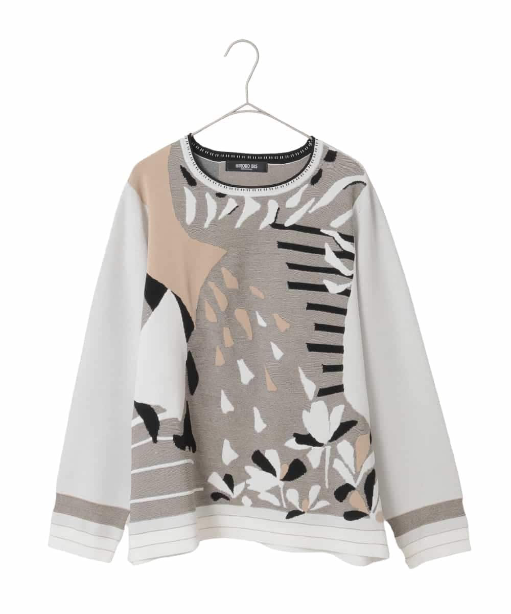 RLFED25320 HIROKO BIS GRANDE(ヒロコ ビス グランデ) アーティスティックジャガードニットプルオーバー ベージュ