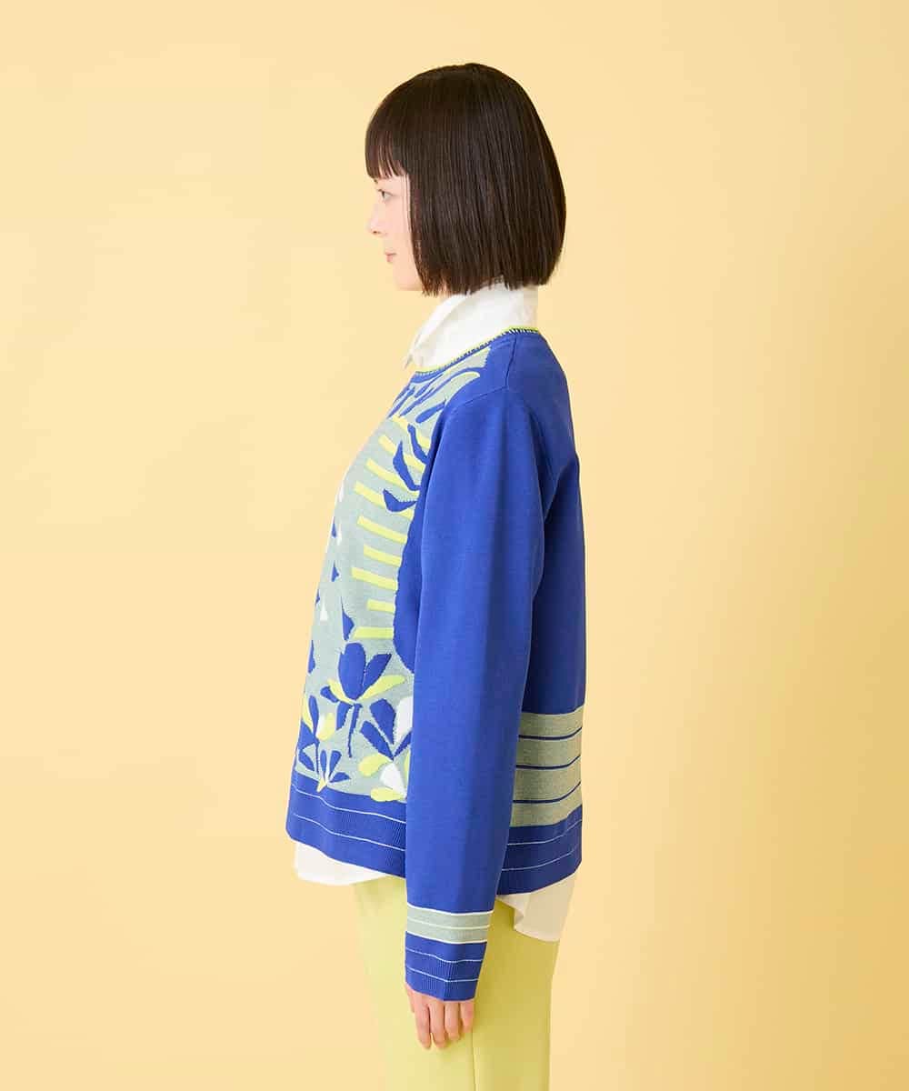 RLFED25320 HIROKO BIS GRANDE(ヒロコ ビス グランデ) 【大きいサイズ】アーティスティックジャガードニットプルオーバー /洗える ベージュ