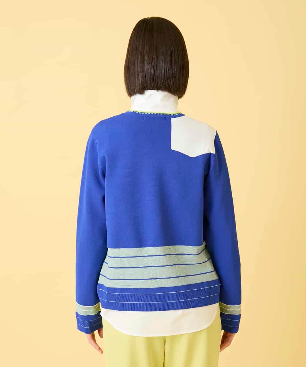 RLFED25320 HIROKO BIS GRANDE(ヒロコ ビス グランデ) 【大きいサイズ】アーティスティックジャガードニットプルオーバー /洗える ベージュ