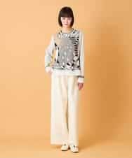 RLFED25320 HIROKO BIS GRANDE(ヒロコ ビス グランデ) 【大きいサイズ】アーティスティックジャガードニットプルオーバー /洗える ベージュ