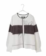 RLFED30420 HIROKO BIS GRANDE(ヒロコ ビス グランデ) 花刺繍ブロッキングデザインカーディガン ホワイト