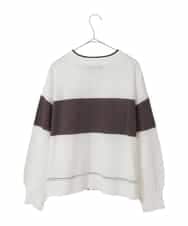 RLFED30420 HIROKO BIS GRANDE(ヒロコ ビス グランデ) 花刺繍ブロッキングデザインカーディガン ホワイト