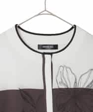 RLFED30420 HIROKO BIS GRANDE(ヒロコ ビス グランデ) 花刺繍ブロッキングデザインカーディガン ホワイト