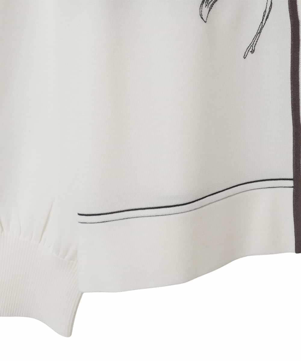 RLFED30420 HIROKO BIS GRANDE(ヒロコ ビス グランデ) 花刺繍ブロッキングデザインカーディガン ホワイト