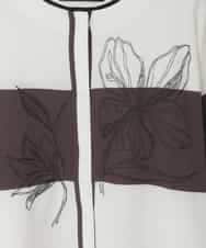 RLFED30420 HIROKO BIS GRANDE(ヒロコ ビス グランデ) 花刺繍ブロッキングデザインカーディガン ホワイト