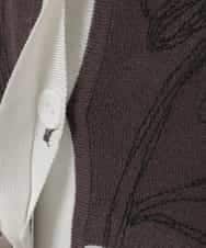 RLFED30420 HIROKO BIS GRANDE(ヒロコ ビス グランデ) 花刺繍ブロッキングデザインカーディガン ホワイト