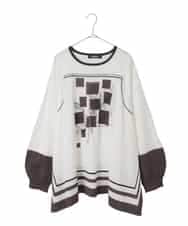 RLFED31390 HIROKO BIS GRANDE(ヒロコ ビス グランデ) 花刺繍フレーム配色デザインプルオーバー ホワイト