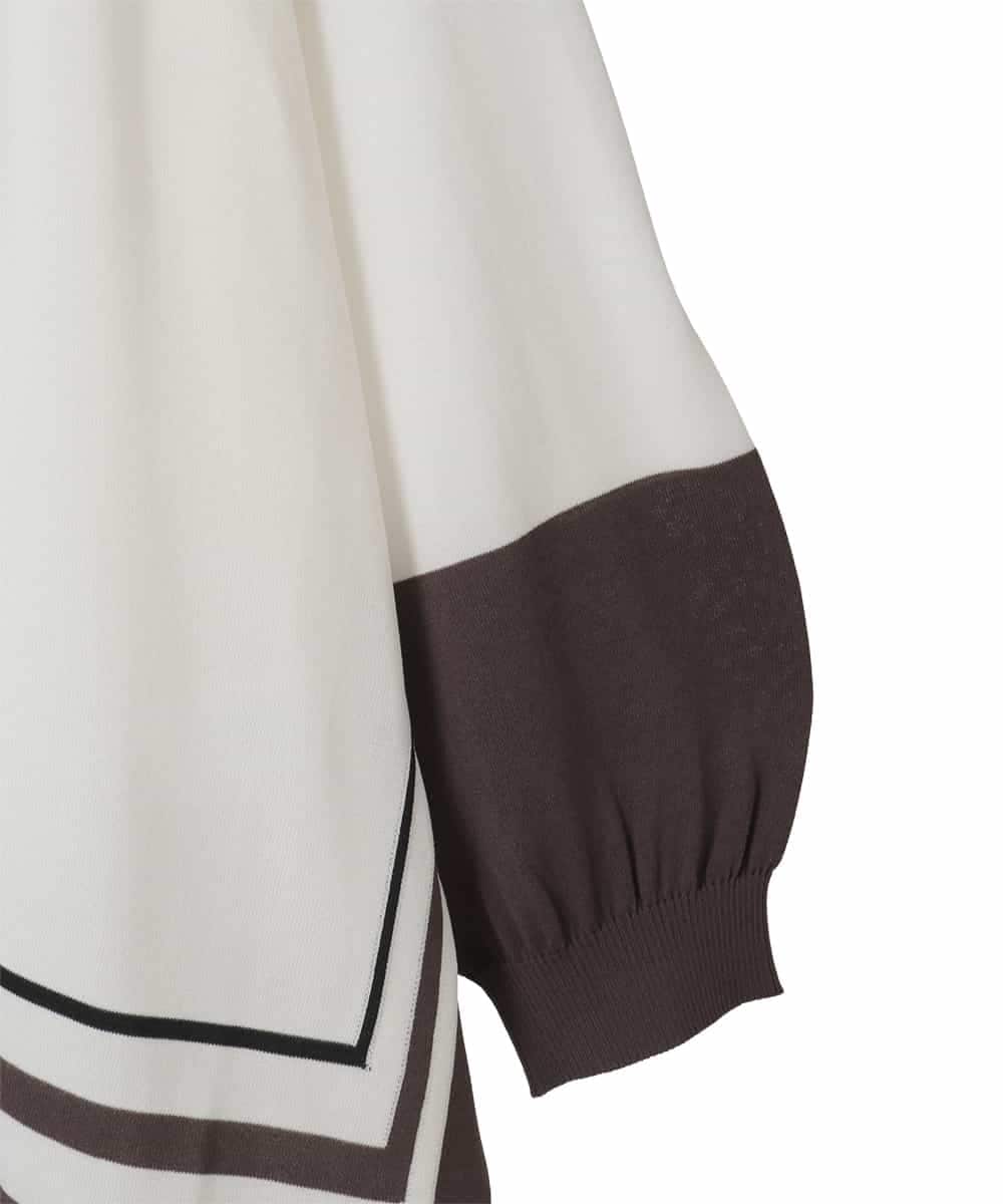 RLFED31390 HIROKO BIS GRANDE(ヒロコ ビス グランデ) 花刺繍フレーム配色デザインプルオーバー ホワイト