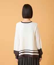 RLFED31390 HIROKO BIS GRANDE(ヒロコ ビス グランデ) 【大きいサイズ】花刺繍フレーム配色デザインプルオーバー ホワイト