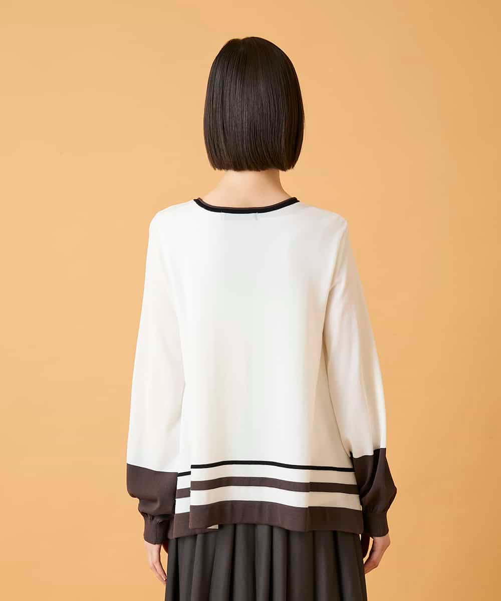 RLFED31390 HIROKO BIS GRANDE(ヒロコ ビス グランデ) 【大きいサイズ】花刺繍フレーム配色デザインプルオーバー ホワイト