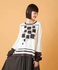 RLFED31390 HIROKO BIS GRANDE(ヒロコ ビス グランデ) 【大きいサイズ】花刺繍フレーム配色デザインプルオーバー ホワイト