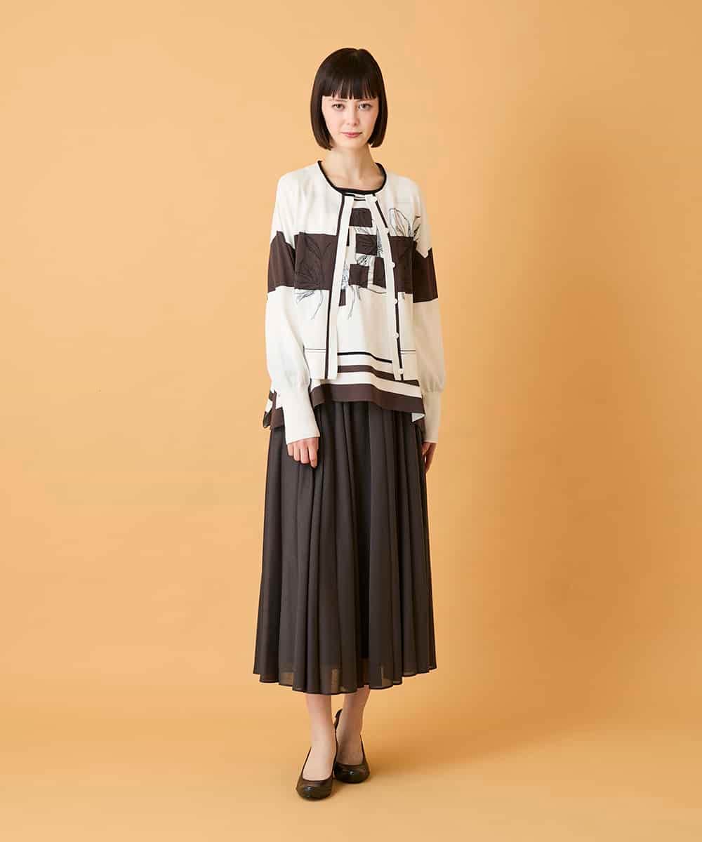 RLFED31390 HIROKO BIS GRANDE(ヒロコ ビス グランデ) 【大きいサイズ】花刺繍フレーム配色デザインプルオーバー ホワイト