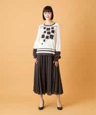 RLFED31390 HIROKO BIS GRANDE(ヒロコ ビス グランデ) 【大きいサイズ】花刺繍フレーム配色デザインプルオーバー ホワイト