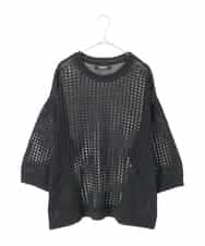 RLFFD41320 HIROKO BIS GRANDE(ヒロコ ビス グランデ) ざっくりメッシュニットプルオーバー ブラック