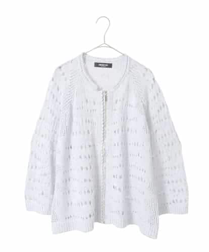 RLFFD45360 HIROKO BIS GRANDE 【大きいサイズ】ラメニットジップカーディガン