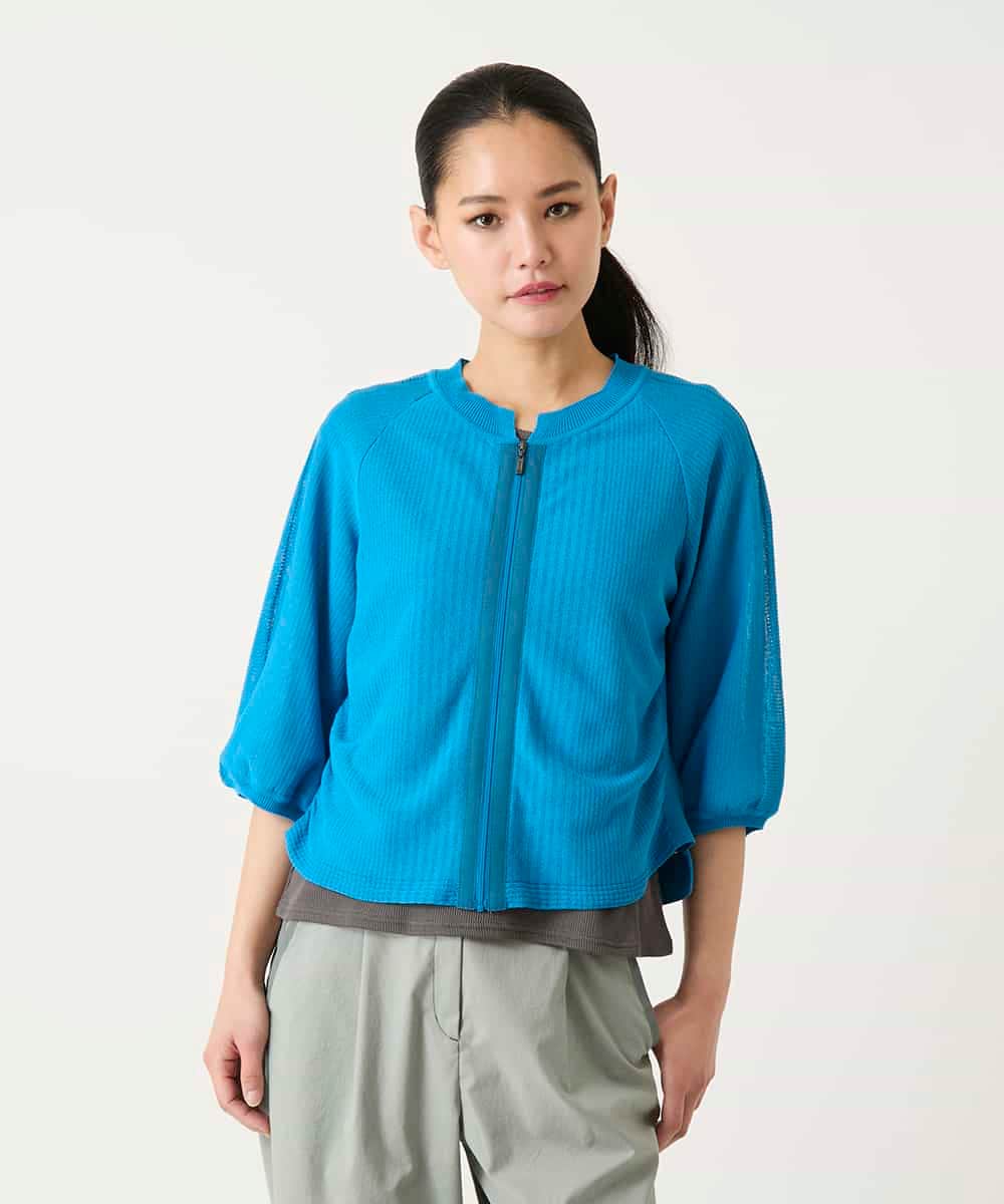 RLFFD48330 HIROKO BIS GRANDE(ヒロコ ビス グランデ) リブポイントコンパクトニットカーディガン ライトブルー