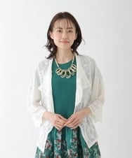 RLFFT10360 HIROKO BIS GRANDE(ヒロコ ビス グランデ) 【洗える】クロスフロントレースカーディガン ネイビー