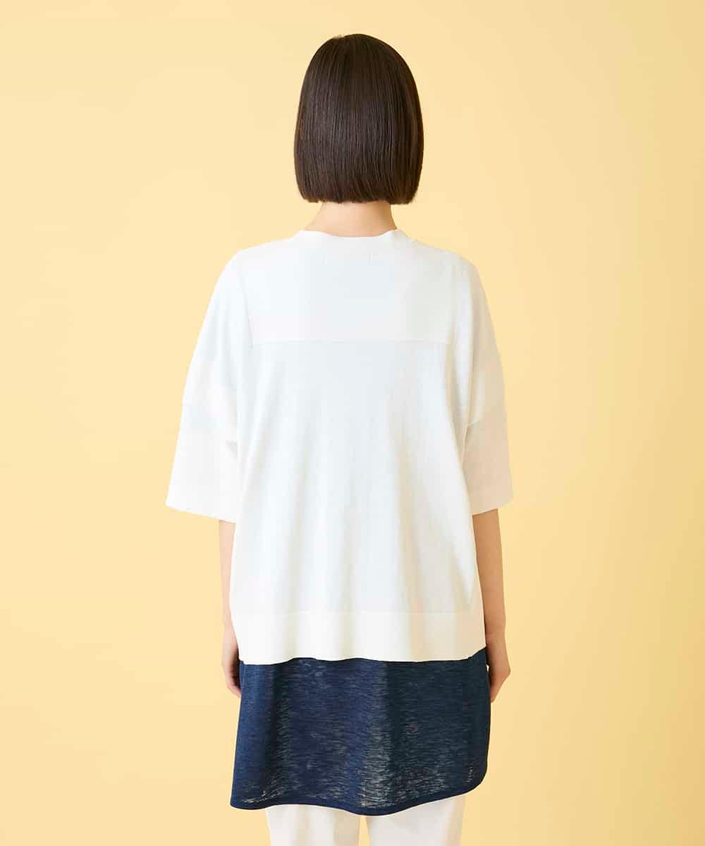 RLFGE60320 HIROKO BIS GRANDE(ヒロコ ビス グランデ) 【先行予約/大きいサイズ】リブデザインライトニットカーディガン ホワイト