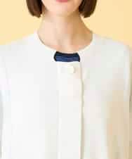 RLFGE60320 HIROKO BIS GRANDE(ヒロコ ビス グランデ) 【先行予約/大きいサイズ】リブデザインライトニットカーディガン ホワイト