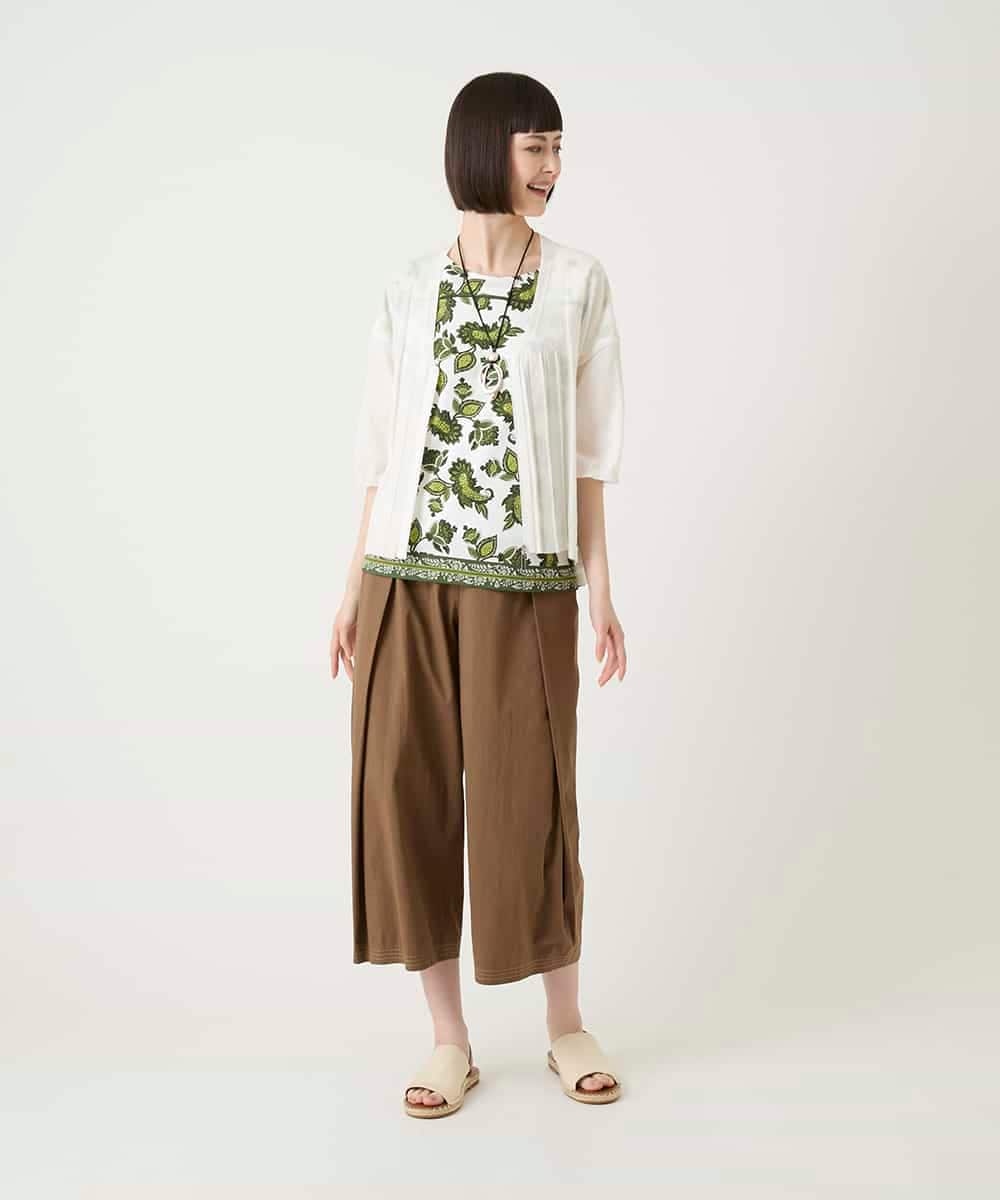 RLFHE70320 HIROKO BIS GRANDE(ヒロコ ビス グランデ) 【先行予約/大きいサイズ】切り替えプリーツジップニットカーディガン オレンジ