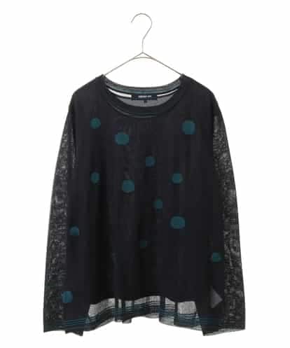 RLFJS02360  【洗える】ドット柄シアーニットプルオーバー