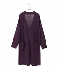 RLFLE01390 HIROKO BIS GRANDE(ヒロコ ビス グランデ) 【大きいサイズ】ハイゲージリブロングニットカーディガン パープル
