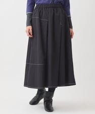 RLHAD28280 HIROKO BIS GRANDE(ヒロコ ビス グランデ) 【大きいサイズ】ステッチデザインフレアスカート /洗える ブラック