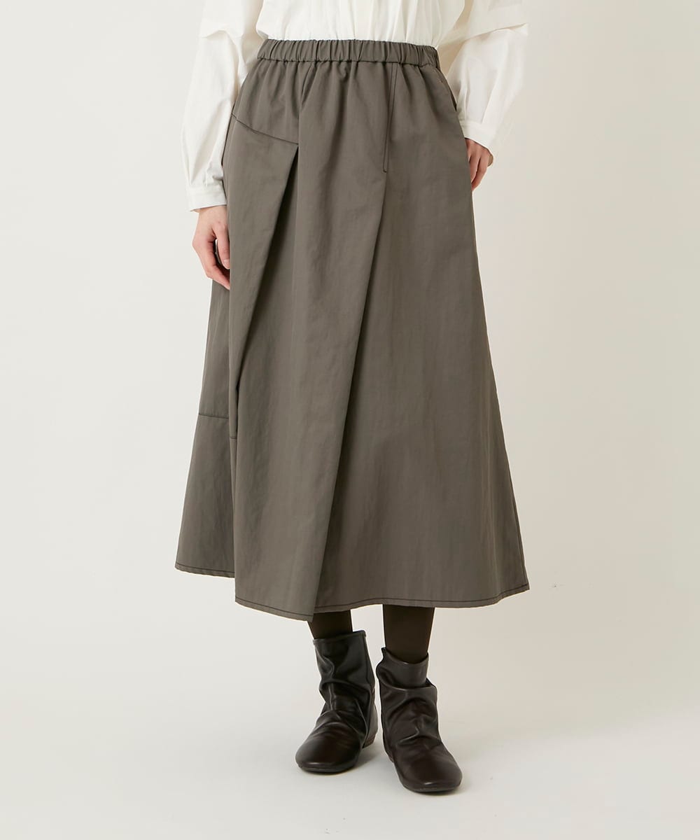 RLHAD28280 HIROKO BIS GRANDE(ヒロコ ビス グランデ) 【大きいサイズ】ステッチデザインフレアスカート /洗える ブラック