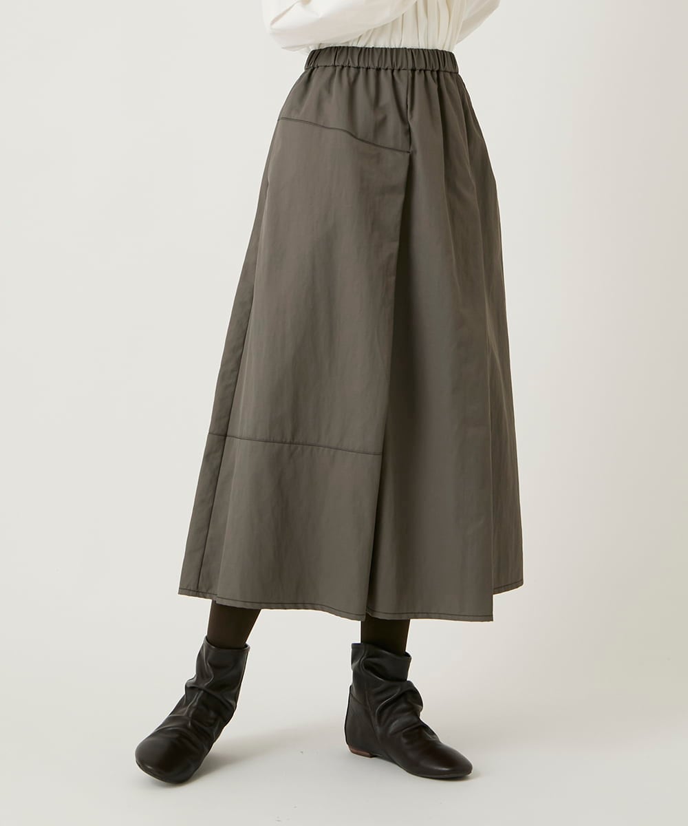 RLHAD28280 HIROKO BIS GRANDE(ヒロコ ビス グランデ) 【大きいサイズ】ステッチデザインフレアスカート /洗える ブラック