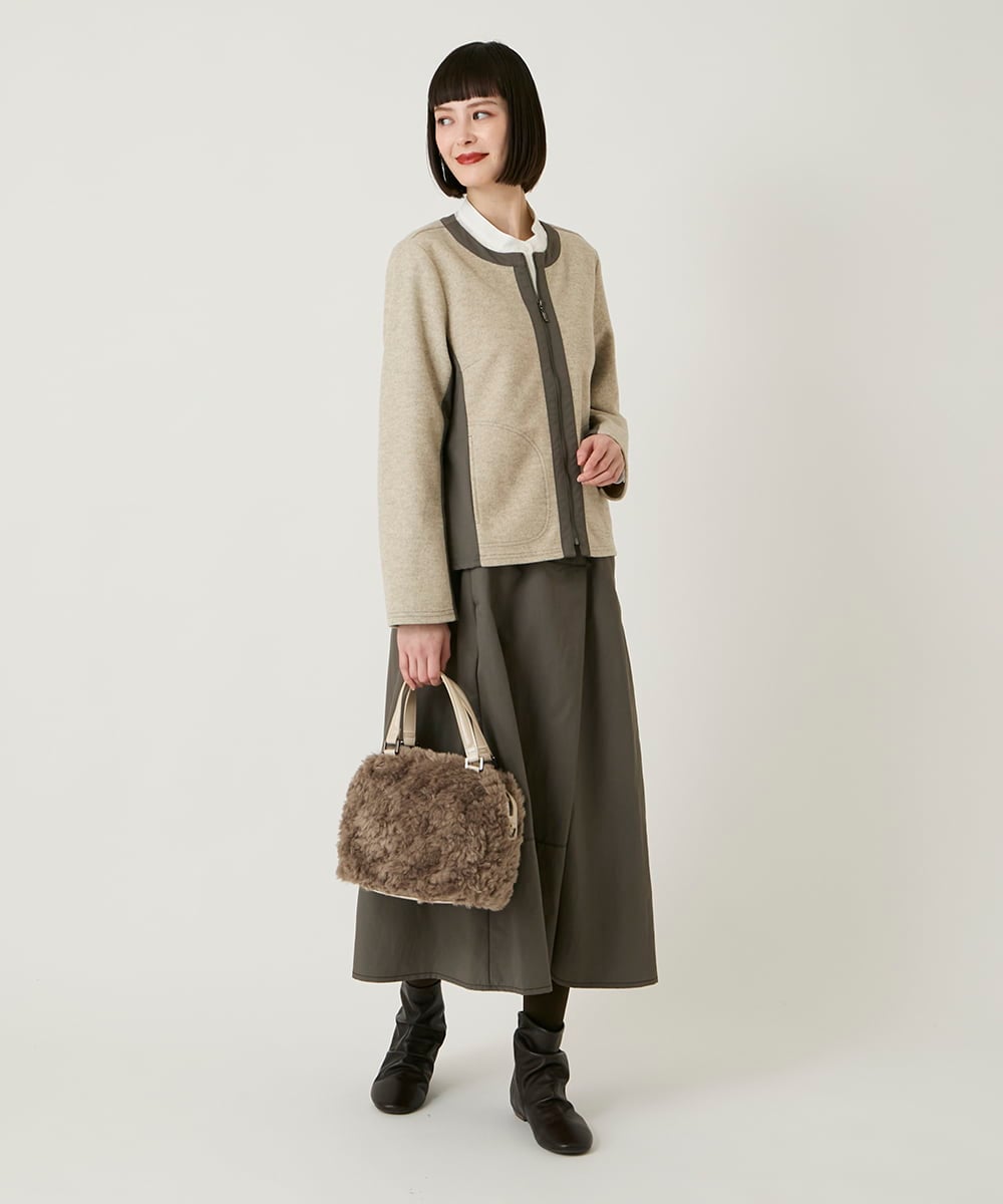 RLHAD28280 HIROKO BIS GRANDE(ヒロコ ビス グランデ) 【大きいサイズ】ステッチデザインフレアスカート /洗える ブラック