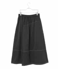RLHAD28280 HIROKO BIS GRANDE(ヒロコ ビス グランデ) 【大きいサイズ】ステッチデザインフレアスカート /洗える ブラック