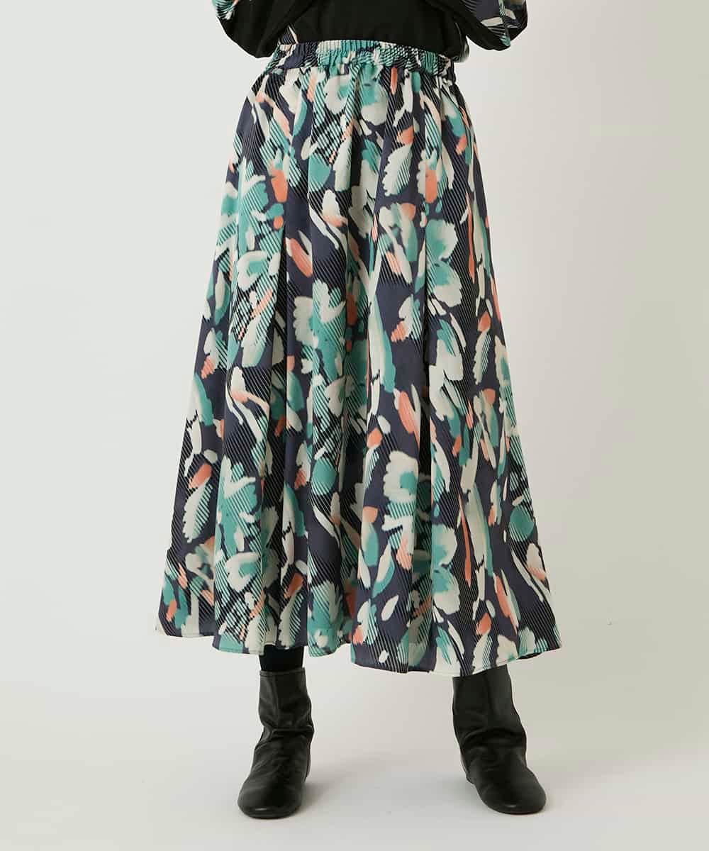 RLHAE37310 HIROKO BIS GRANDE(ヒロコ ビス グランデ) デジタルフラワープリントスカート グリーン